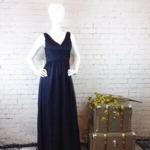 BHLDN Pleated Bodice Formal Angie Dress Navy XS